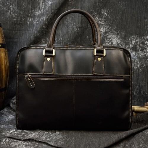 Male Shoulder Bag Mens Working Bag Business Handbag Genuine Leather Laptop Tote Bag Big Capacity Cow Leather