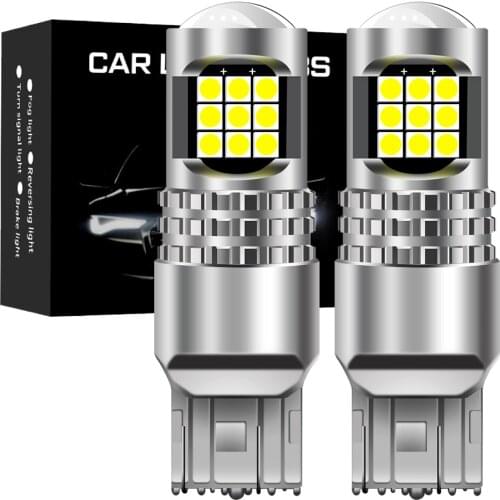 ASLENT 2x 7443 7444 T20 W21/5W LED Light For Lada Kalina Granta Vesta DRL LED Bulbs 6500K White Super Bright 3030 24SMD 12V 24V