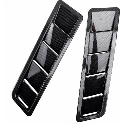 Universal 2Pcs Car Carbon Fiber Style Engine Hood Vent Louver Scoop Air Flow Intake Cooling Panel Trim Decoration