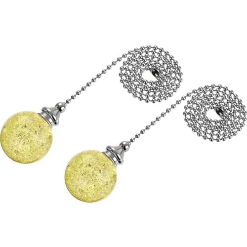 Uxcell Ceiling Fan Pull Chain, Decorative Crystal Fan Pull Chain Ornament Extension, Ice Cracked Ball Pendant, 2Pcs