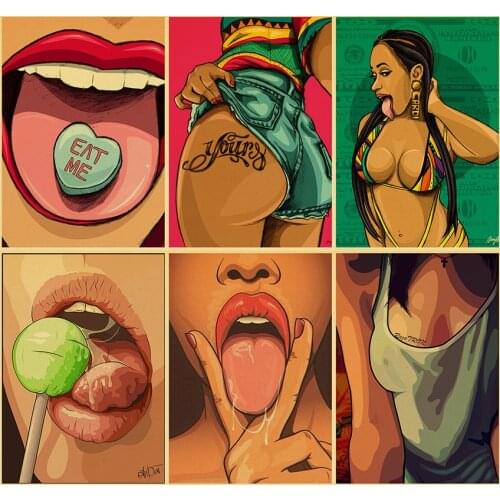 Vintage Poster Funny Cool Anime Girls Movie Poster Retro Wall Art Poster Wall Decor For Home Room Cafe Bar painting