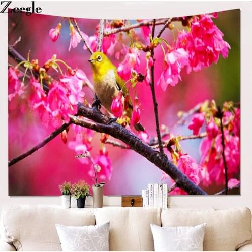 Zeegle 3D Wall Hanging Tapestry Scenic Tree Tapestry Tablecloth Carpet Beach Towel Blanket Landscape Brids Wall Tapestry