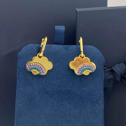 SLJELY Fashion S925 Sterling Silver Rainbow Cloud Earrings Micro Zirconia Stone July New Women Girls Party France Brand Jewelry