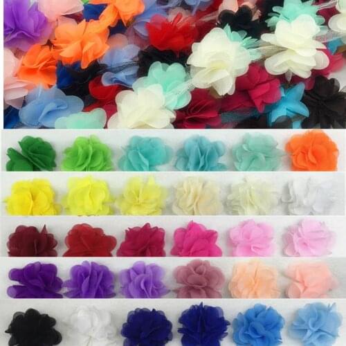 1 YD Multicolor Flowers 3D Petals Chiffon Leaves Trim Wedding Dress Bridal Lace Fabric Doll Childrens Clothing Applique Sewing