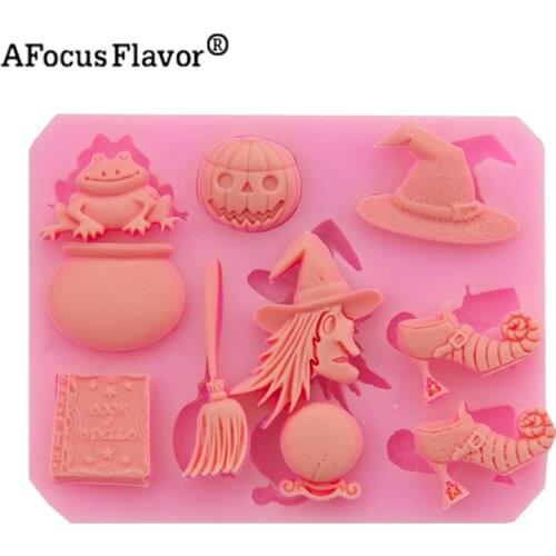 1 Pc Halloween Party Sugar Silicone Mold Cake Decorating Tools Hat Pumpkin Witch Pastry Baking Clay Kitchen Bakeware Stencil
