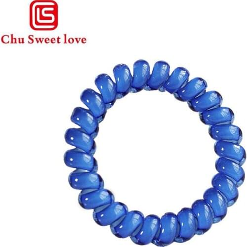 1Pcs Simple Telephone Line Hair Rope For Women Girls Acrylic Material Candy Color Hair Rope Girls Rubber Band Hair Rings