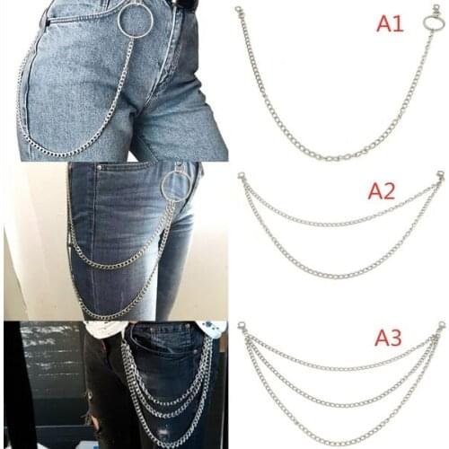 1PC Unisex Retro Trousers Chain Jewelry Punk Rock Street Hipster Cool Multi-layer Pants Chai