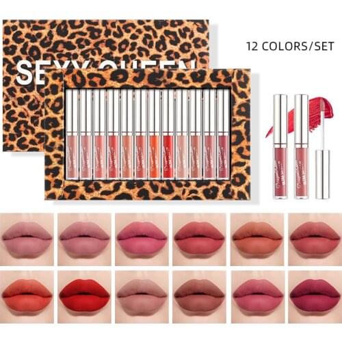 High Quality 12pcs/setVelvet Lip Glaze Matte Texture Easy Coloring Long Lasting Smooth Lipstick All-Matched