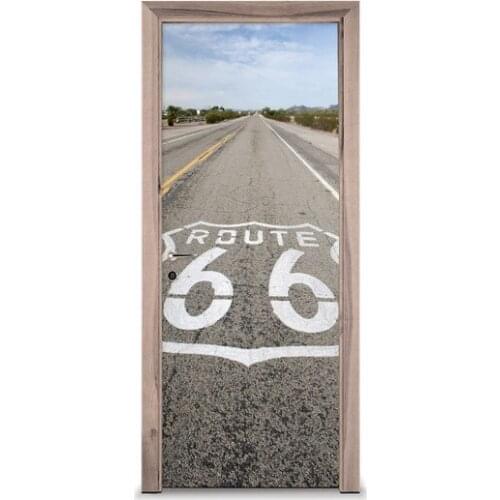 3D Door Sticker Road 66 Door Mural Wall Sticker DIY Door Cover Kitchen Home Decoration Accessories Modern 3d Wall Stickers