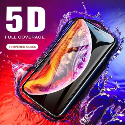 5D Tempered Glass On The For iPhone XS Max XR Full Cover Screen Protector For iPhone 7 Plus Protective Glass For iPhone 6 6S 8 X