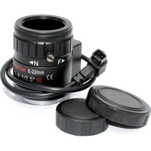 5MP 1/2.5" 6-22mm F1.6 IR Manual Varifocal DC Auto Iris CCTV Cam Lens CS Mount