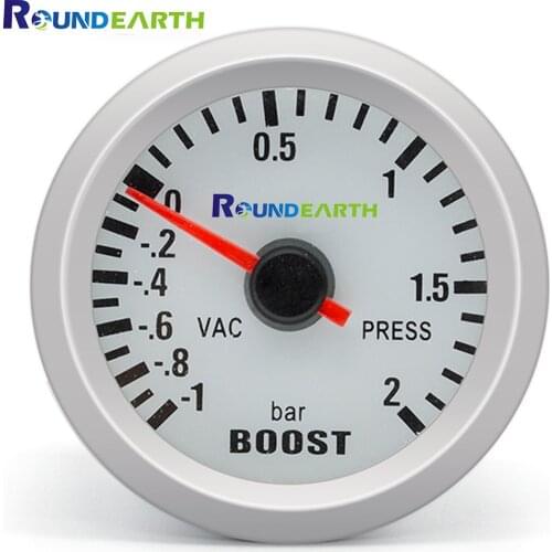 Round Earth High Quality White Shell 52mm Blue LED Car Turbo pressure -1-2 Bar Turbo Boost Gauge PODS Meter Vacuum Press Gauge