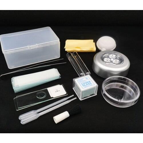 10pcs/11pcs Microscope Parts Tweezers Cover Glass Slides Paper Cloth Lamp Microscope Accessories For Making Specimen