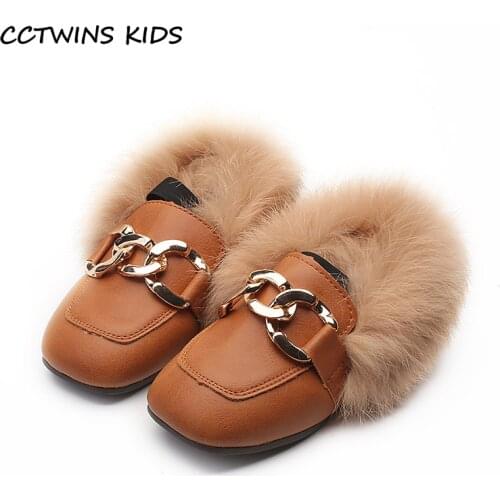 CCTWINS KIDS 2018 Toddler Chain Baby Girl Black Shoe Children Fashion Pink Warm Flat Kid Brand Pu Leather Camel Loafer G1536