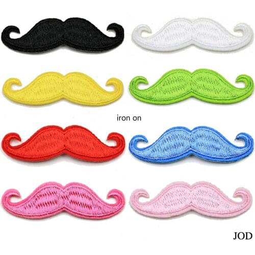 JOD Beard Mustachioed badge Embroidered Iron on Patches For Clothes Appliques Applications Clothing Badge DIY stripe Accessories