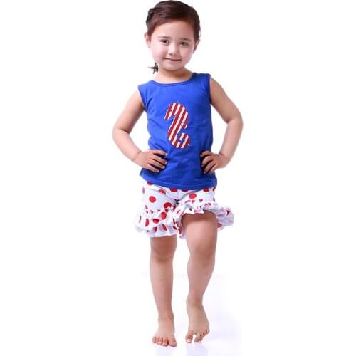 Kaiya Angel Kids Patriotic Children Clothing Wholesale Girls Clothes Summer Shorts Red Polka White Shorts Girls Outfits