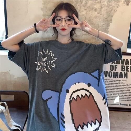 Kawaii Great White Shark Tee Female Aesthetic Unisex Grunge Clothes Streetwear Punk Gothic Top Tshirts Harajuku Clothes y2k top