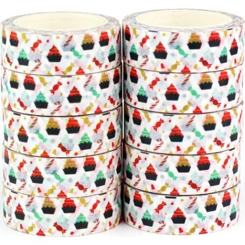 10pcs/lot Decorative Christmas candy cake Washi Tapes Scrapbooking Stickers Adhesive Masking Tape Kawaii Papeleria Wholesale