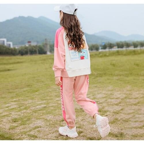 Fashion Girls Fall Outfits Long Sleeved T-shirt Pants 2pcs Sets Children Clothing 4 6 8 10 12 Year Teen Clothes Set Spring 2021