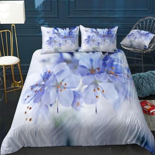 Beauty of flowers Quilt Cover Pillowcase 3Piece Comforter Bedding Set With Pillow Case Single Double Duvet Cover Home Decora