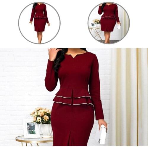 Pencil Skirt Suit Skirt Knee Length Split Business Ladies Ruffle Tops Skinny Skirt Suit