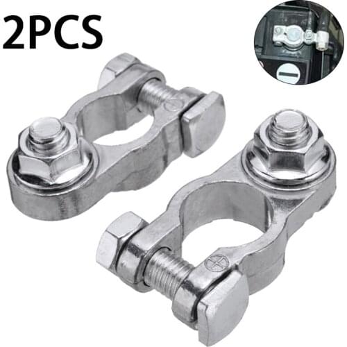 Mayitr 2pcs Zinc alloy Car Battery Terminals Heavy Duty Cable Connector Clamp Positive Negative For Caravan Van Motorhome Boat