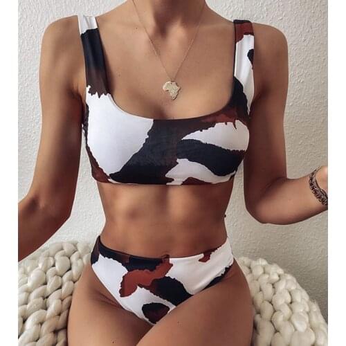 Mossha Animal print bikini set High cut swimwear women Fashion summer biquini Sexy woman swimsuit female 2020 beach bathing suit