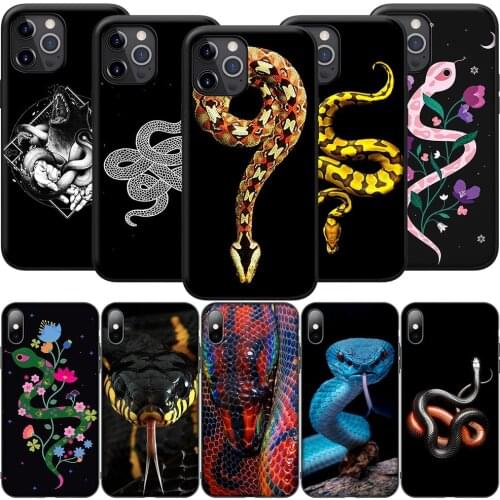 GX222 Snakes and Flowers Silicone Soft Case for iPhone 12 Mini 11 Pro XS Max XR X 8 7 6 6S Plus 5 5S SE 2020