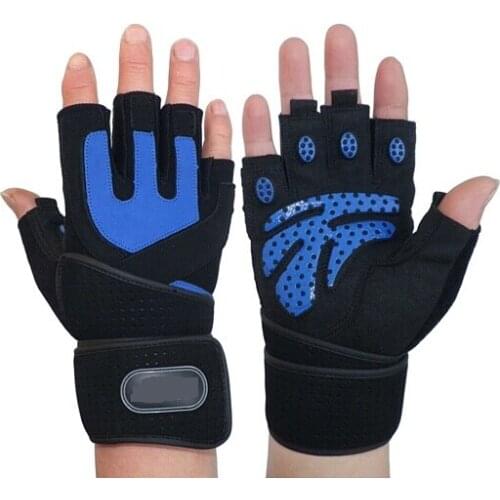 Pro Durable Fitness thicken Sports men durable Gym Gloves mitts Weight lifting Weightlifting with 47 cm wrist protect