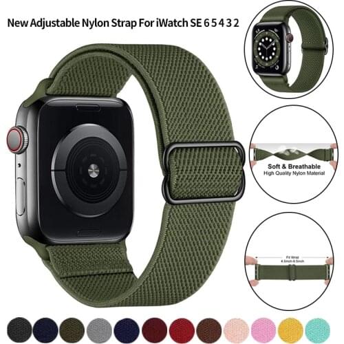 Soft Sports Nylon Strap for Apple Watch Band 44mm 40mm 38mm 42mm Adjustable Elastic Bracelet iWatch Series 6 5 4 3 se Watchbands