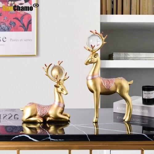 Nordic Style Crystal Ball Home Decor Desk Resin Ornaments Yard Garden Figurine Office Bedroom Living Room Decoration Accessories