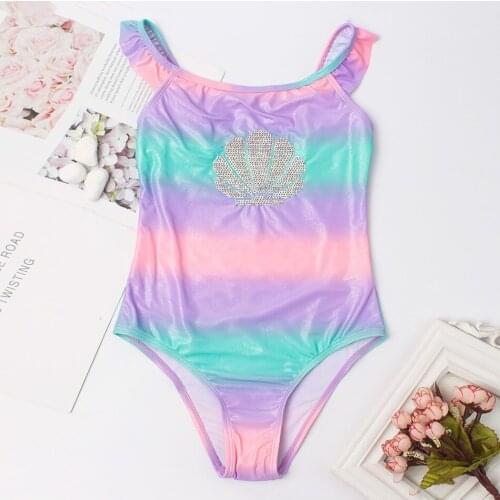 Shining Sequins Girl Swimsuit One Piece Swimwear 2-8 Years Toddler Girl Bathing Suit Monokini Ruffle Girl Childrens Beachwear