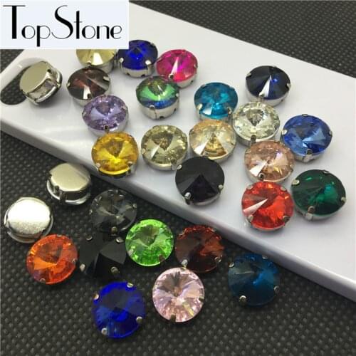 All Colors Rivoli Glass Crystal Sew On Stone With Metal Cup Claw Setting 6mm 8mm,10mm,12mm,14mm,16,18mm Rivoli Beads Jewelry