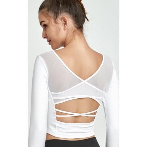 Sujetador Deportivo Yoga Top Backless Tracksuit Gym Clothing Long Sleeve T-Shirt Black Top Gym Women Fitness Slim Women Female