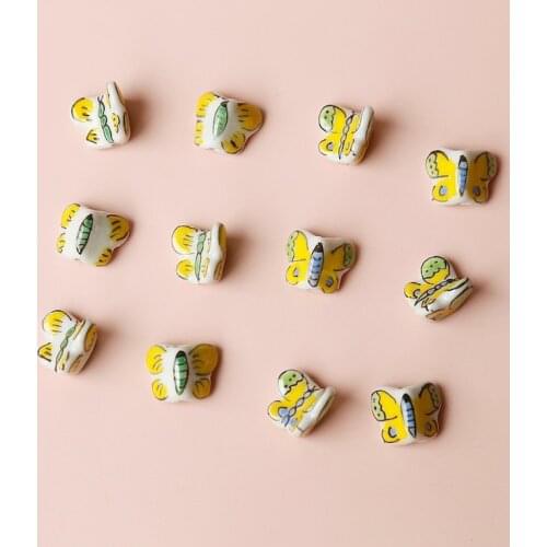 Vintage hand-painted wind ceramic butterfly beads handmade DIY jewelry accessories handmade earrings material beads