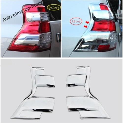 Yimaautotrims Chrome Rear Tail Lights Lamp Cover Trim Fit For Toyota Land Cruiser Prado FJ150 2014 2015 2016 2017 Exterior Kit
