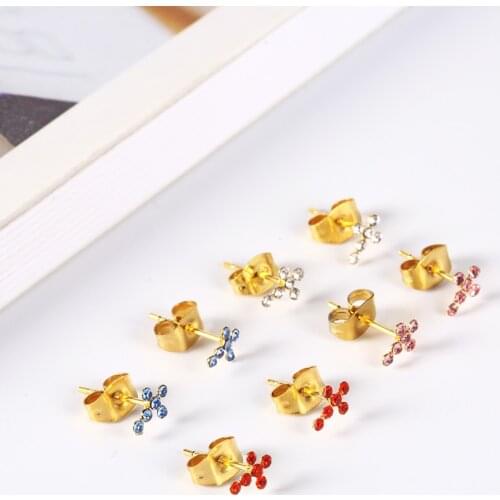OUFEI Stainless steel Jewelry Woman Vogue 2019 Cross Stud Earrings Fashion Jewelry Accessories Crystal Earrings Gifts for women