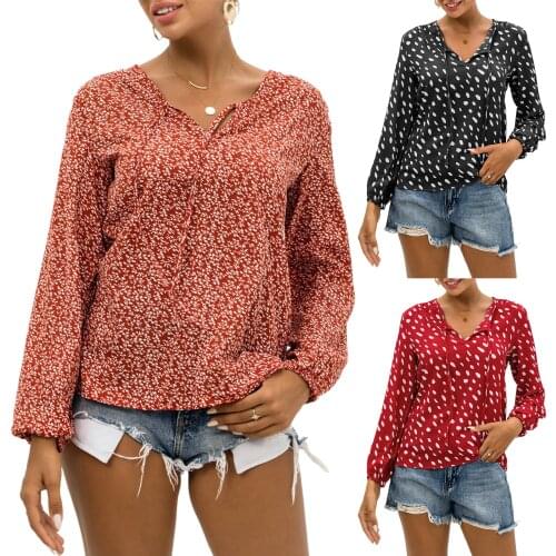 Women Printed T-shirt, New Fashion Adults Casual Style Puff Sleeve V-neck Pullover With Strap Tops & Tees 2021