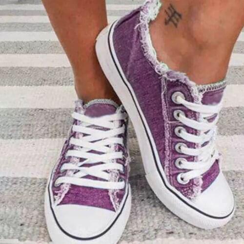 Women Canvas Shoes 2021 Summer Denim Canvas Shoes Women Low Cut Lacing Shoes Women Casual All-match Flat Shoes Plus Size888