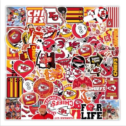 10/30/50Pcs/Set Kansas City Chiefs Rugby For Snowboard Laptop Luggage Fridge Car- Styling Vinyl Decal Home Decor Stickers