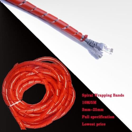 10M/Lot High Quality 3-25mm Spiral Wrapping Bands Cable Sleeves Cinema Cable Tidy Wrap Organizer Spiral pipe