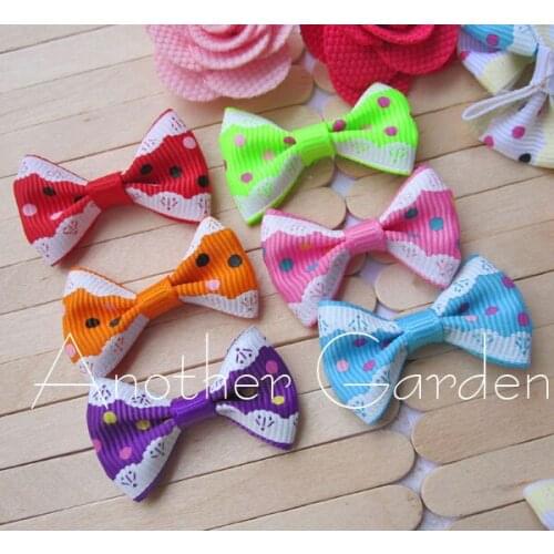 2015 New Handmade diy printing dot bilateral rib bow multicolor clothing accessories pet accessories Children accessories100pcs