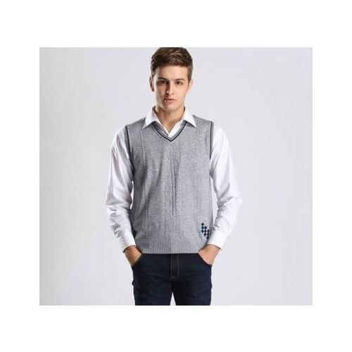 2020 Sleeveless Sweater Men New Autumn Mens plaid Sweaters And Pullovers Vest Casual Slim Fit