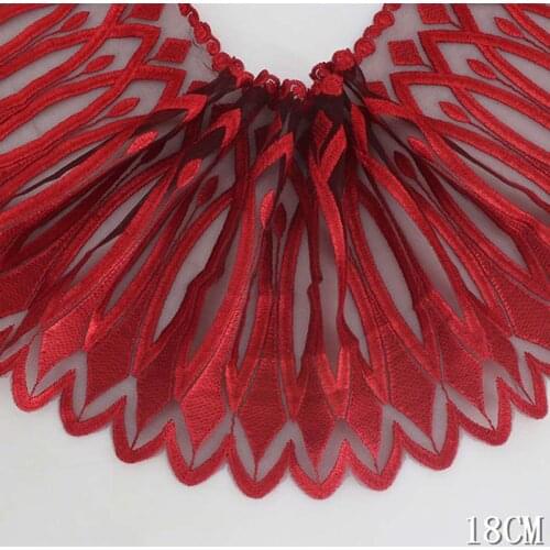 38Yards Handmade Hair Decoration 18cm Wide Lace Trim Applique Red Net Mesh Bra Underwear Fabric Wedding Dress Skirt Accessories