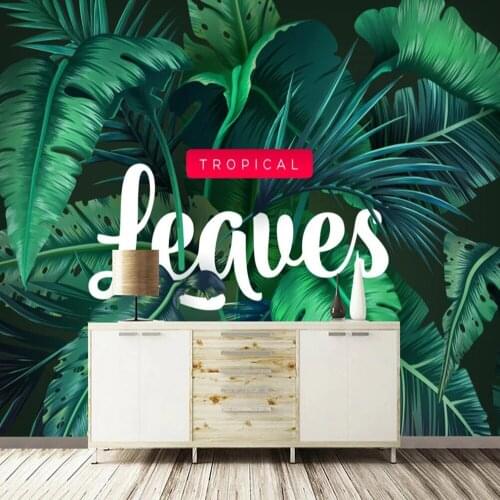 Milofi custom 3D wallpaper mural European retro plant rainforest banana leaf background wall living room bedroom decoration pain