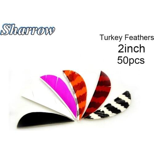 50Pcs 3 inch Shield Shape Turkey Feather 8 Colour High Quality Real Feather Arrow Feathers Vanes Archery Arrows