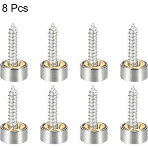 8pc Mirror Screws Glass Furniture Nails Table Mirror Wardrobes Screw Decorative Round Cover Nails Stainless Steel