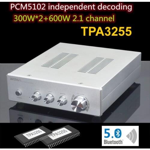 AC110V / AC220V TPA3255 QCC3034 Bluetooth 5.0 Fever 300W*2+600W 2.1 Channel Subwoofer Audio Amplifier PCM5102A Decoding