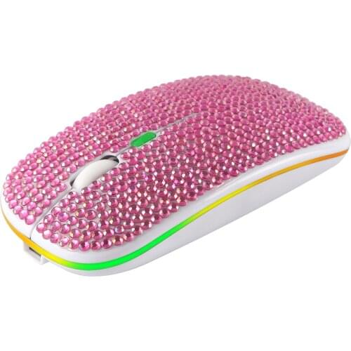 Bluetooth 5.2 And 2.4G Wireless Dual-mode Mouse Diamond-studded Style Rechargeable 1600 DPI Silent Optical Mouse Gift For Lady