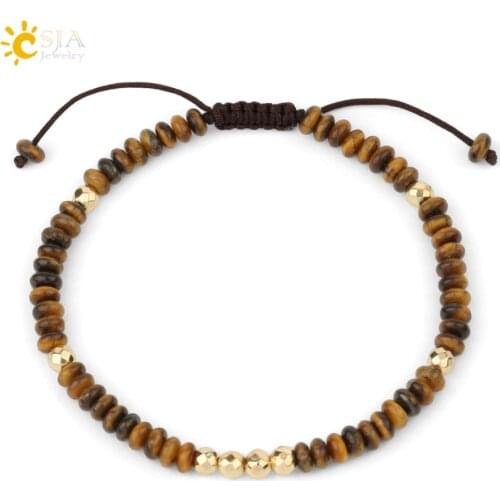 CSJA Natural Stone Bracelets & Bangles Balance Crystal Quartz Abacus Bead Strand Friendship Bracelet Simple Fashion Jewelry G275
